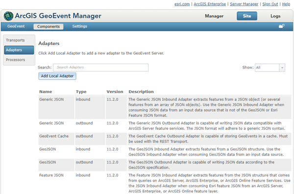 List of available adapters available in List of available adapters available in